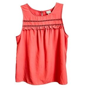 2/$15 Merona - Pink Sleeveless Blouse Top Eyelet and Ruffle Details Size M